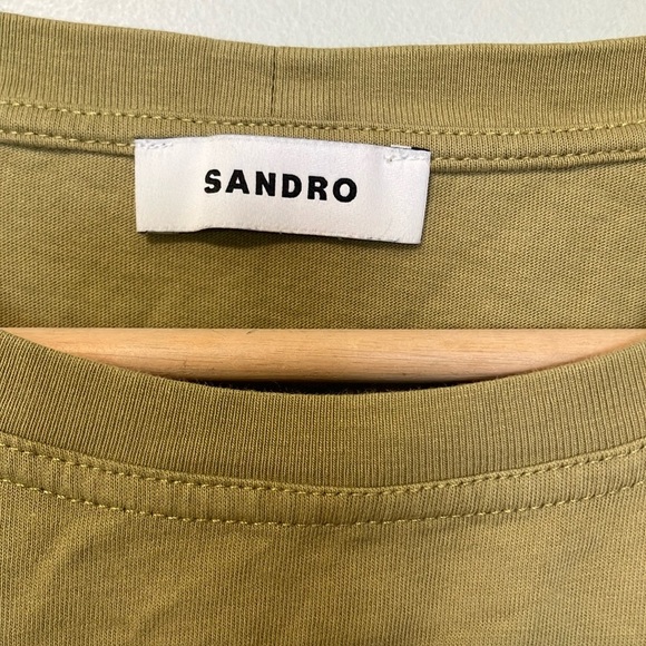 Sandro Broderie anglaise-detail shirt olive Lace Sleeve Women's Top - Picture 3 of 13